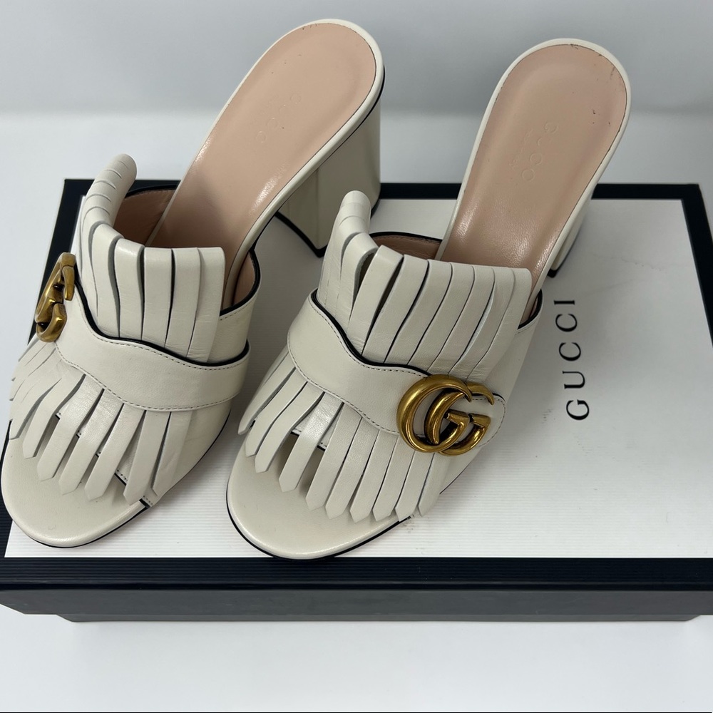 GUCCI Marmont Mules, Mystic White, EU 38/US 8. (Worn once)